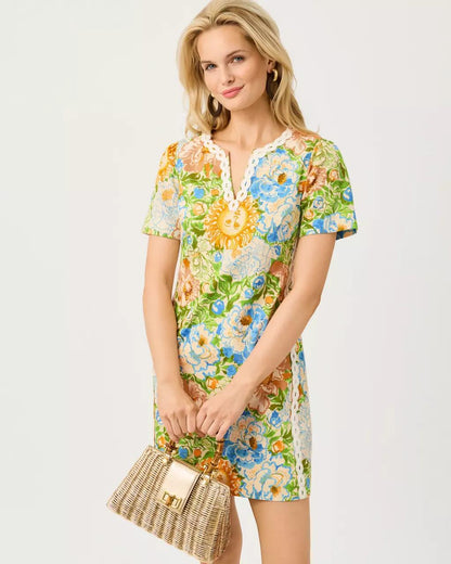 Minerva Short Sleeve Stretch Shift Dress - Rutabaga
