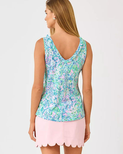 Gigi Ruffle Tank Top - Surf Blue
