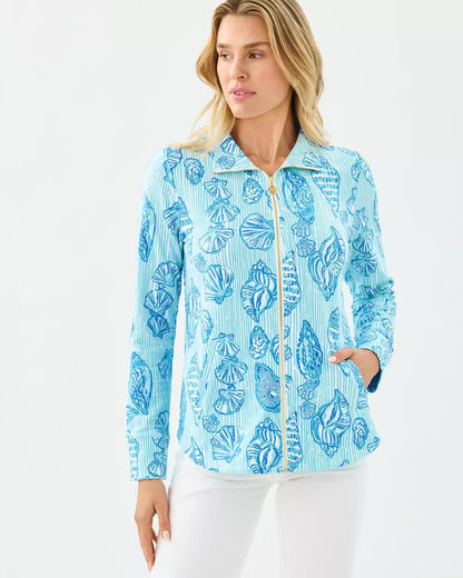 UPF 50+ Leona Zip-Up Jacket - Fresh Water Blue