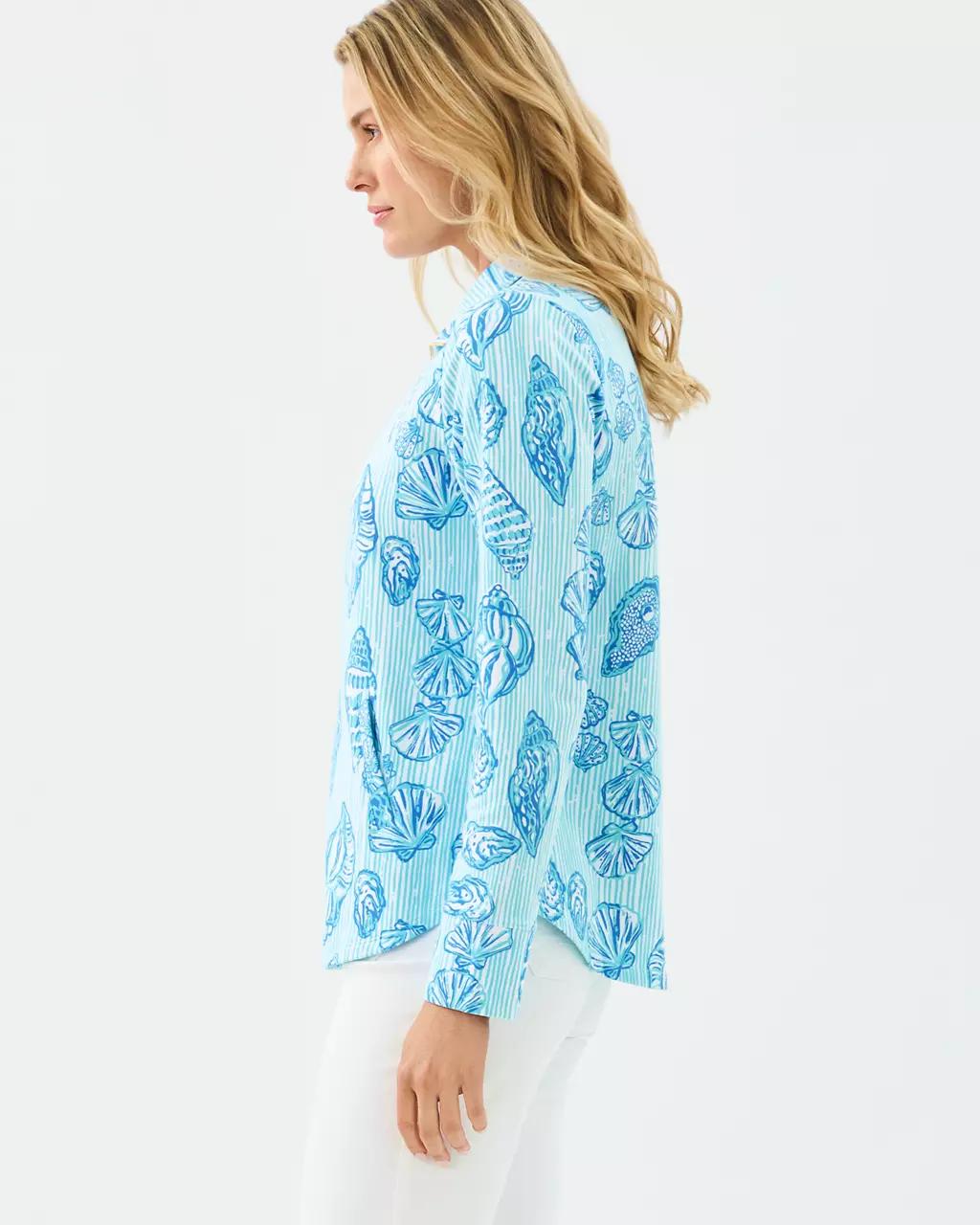 UPF 50+ Leona Zip-Up Jacket - Fresh Water Blue