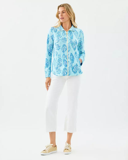 UPF 50+ Leona Zip-Up Jacket - Fresh Water Blue