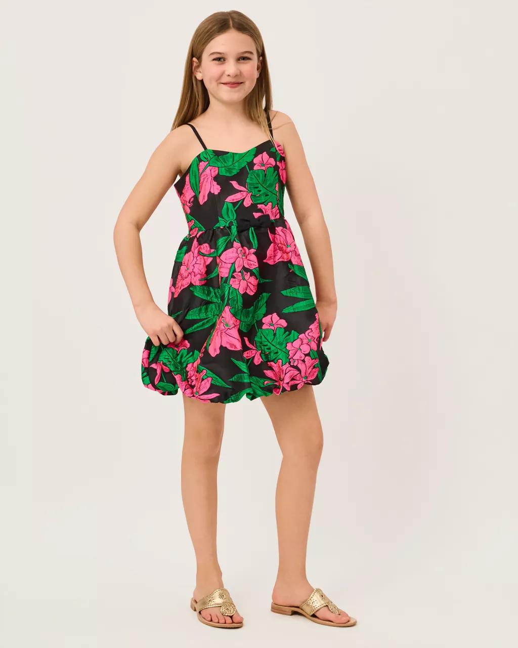 Girls Mini Bowman Jacquard Dress - Noir