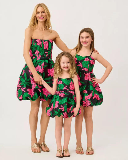 Girls Mini Bowman Jacquard Dress - Noir