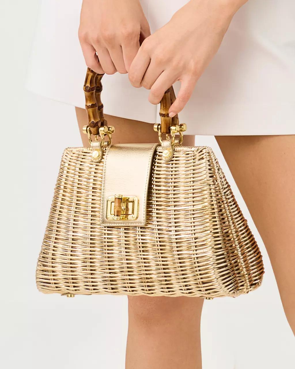 Leena Top Handle Bag - Gold Metallic