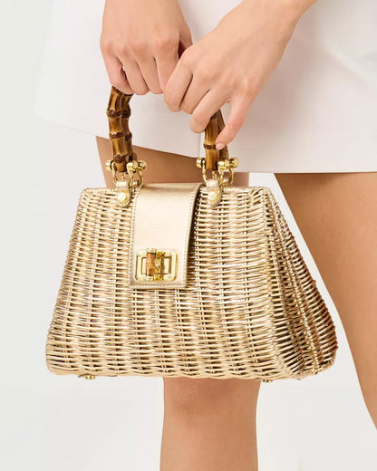 Leena Top Handle Bag - Gold Metallic