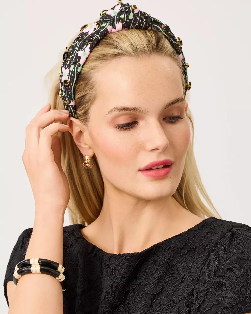 Slim Knot Embellished Headband - Onyx