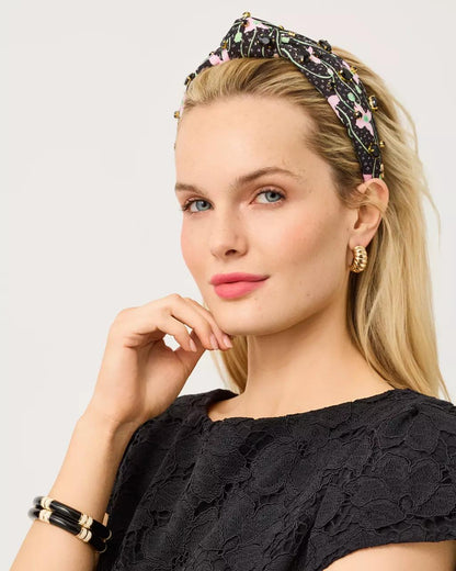 Slim Knot Embellished Headband - Onyx