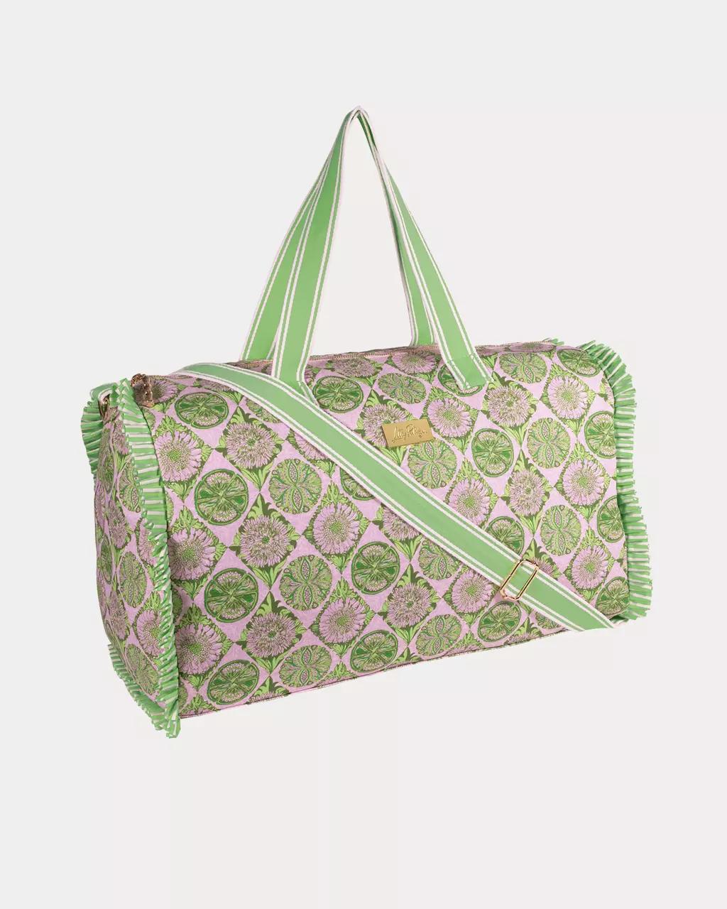 Ruffle Duffle Tote - Oleander Pink