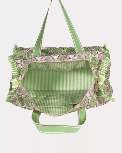 Ruffle Duffle Tote - Oleander Pink