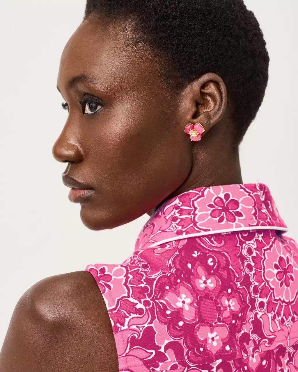 Camouflage Catwalk Earrings - Pink Aster