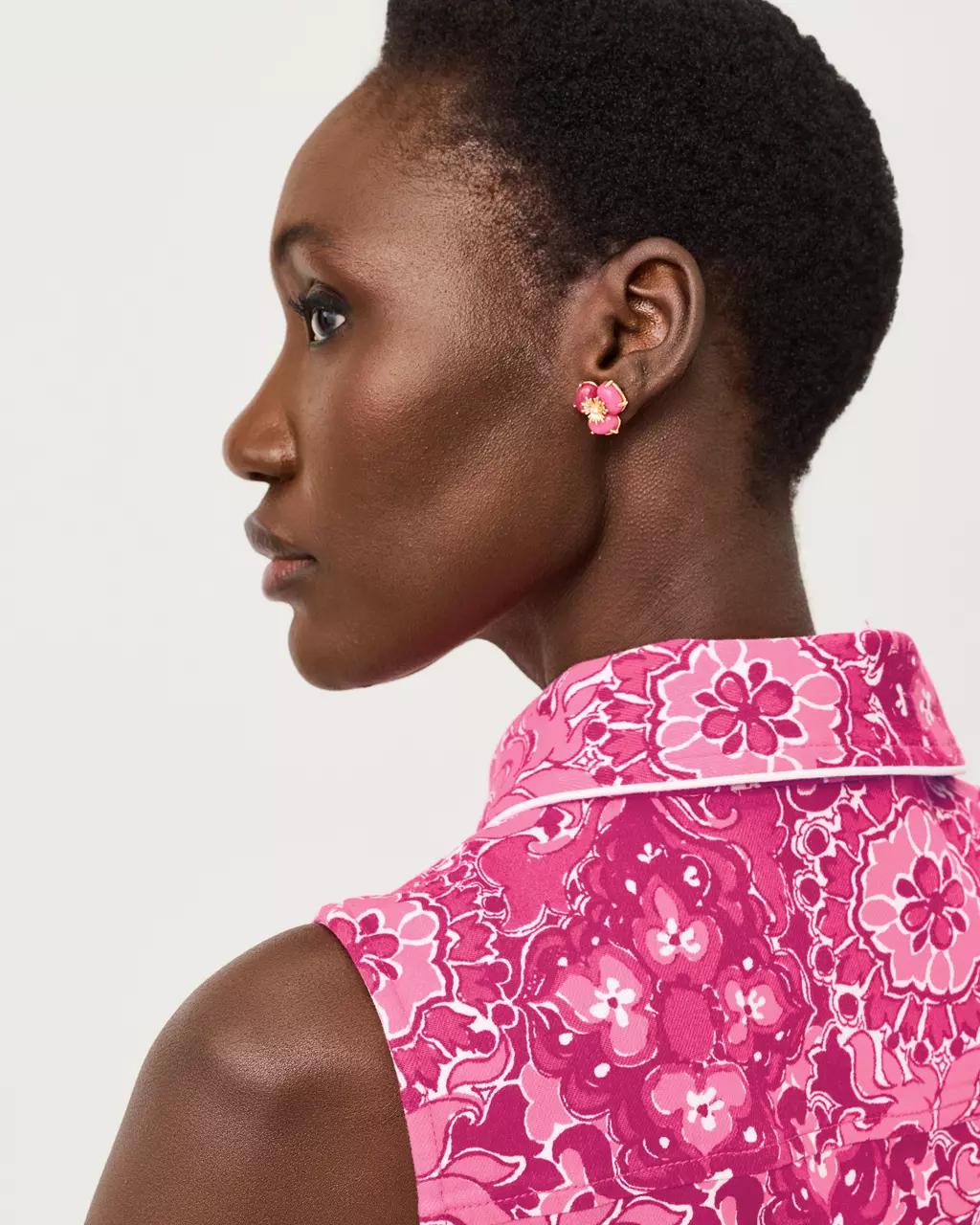 Camouflage Catwalk Earrings - Pink Aster