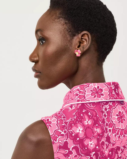 Camouflage Catwalk Earrings - Pink Aster