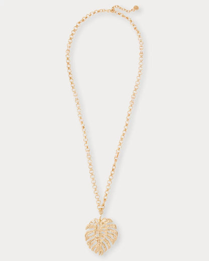 Hide And Leaf Necklace - Gold Metallic