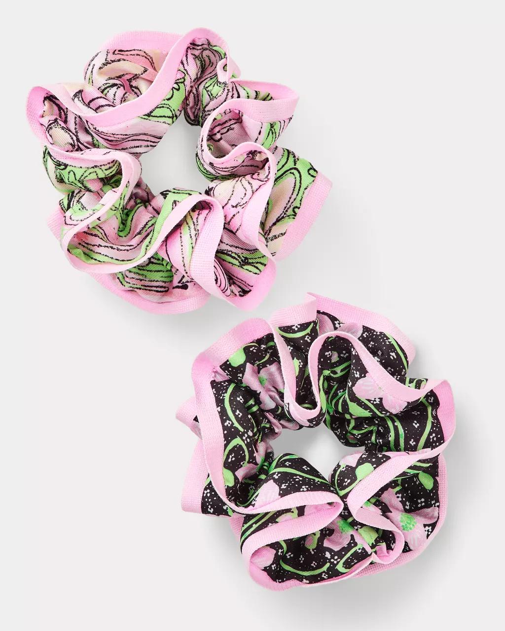 Layered Ruffle Scrunchie Set - Onyx