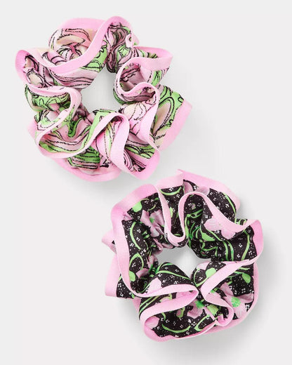 Layered Ruffle Scrunchie Set - Onyx