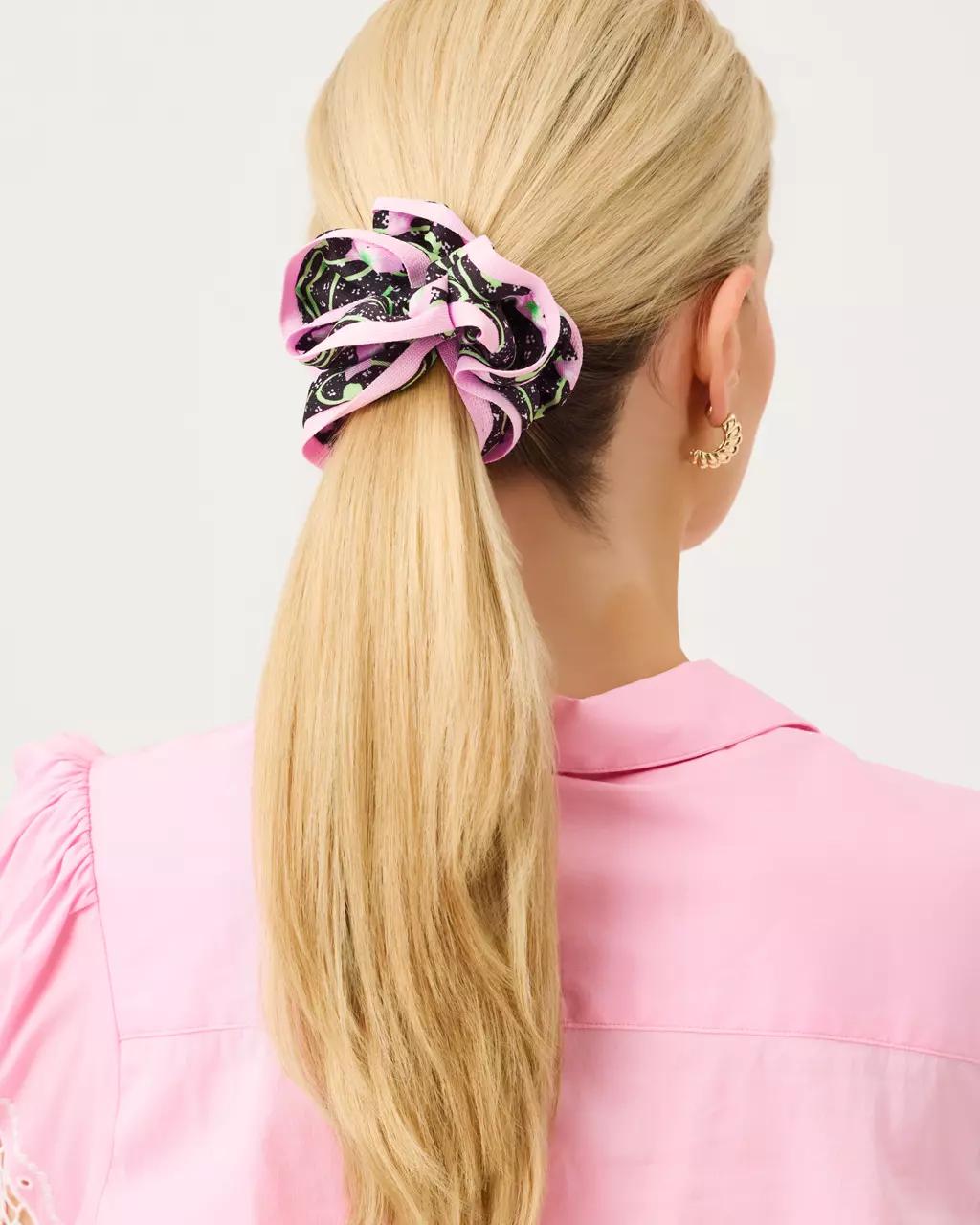Layered Ruffle Scrunchie Set - Onyx
