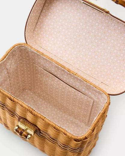 Sienna Top Handle Wicker Bag - Honey