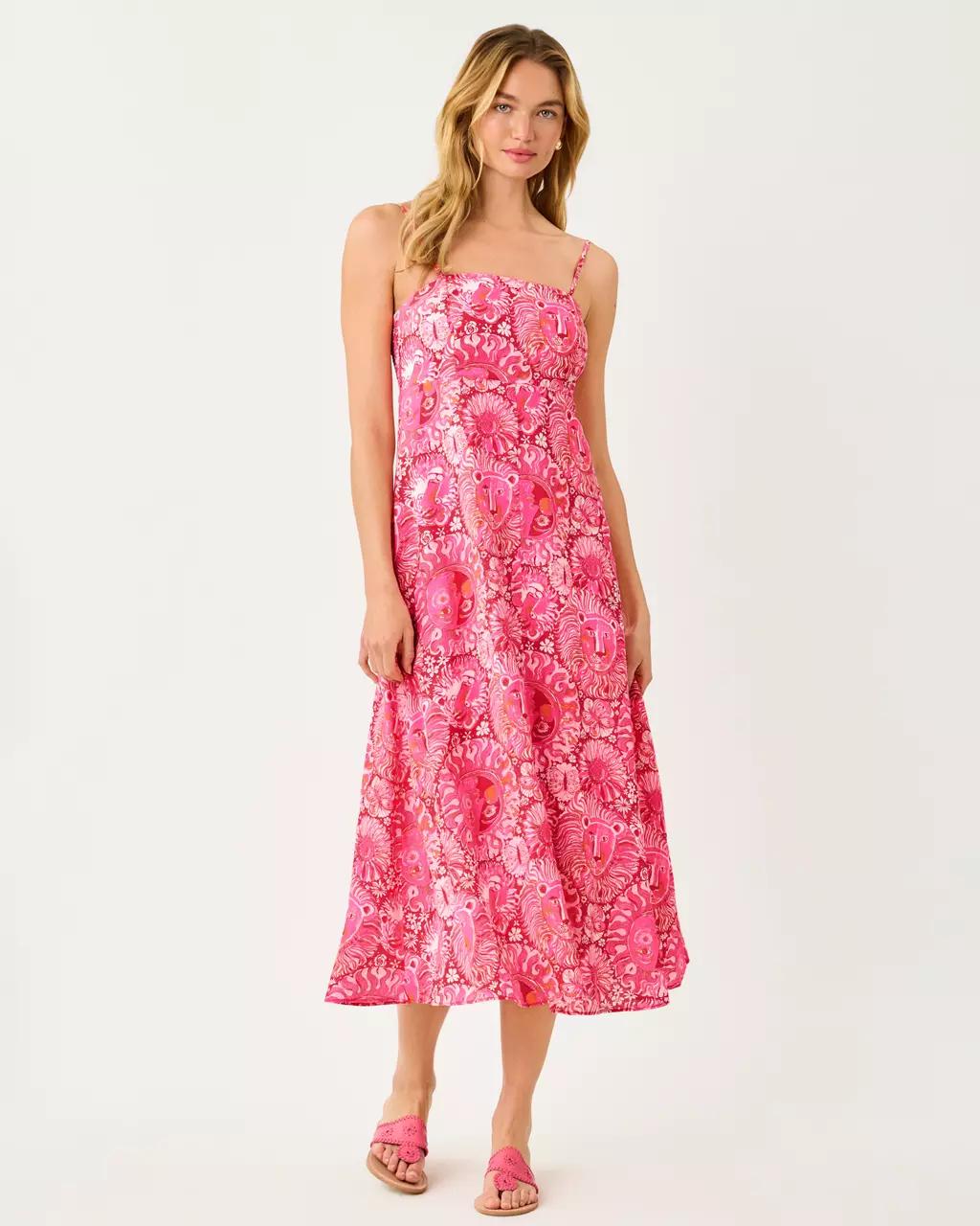 Jorgian Linen Midi Dress - Paradise Punch
