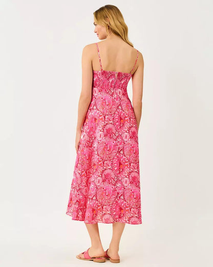 Jorgian Linen Midi Dress - Paradise Punch
