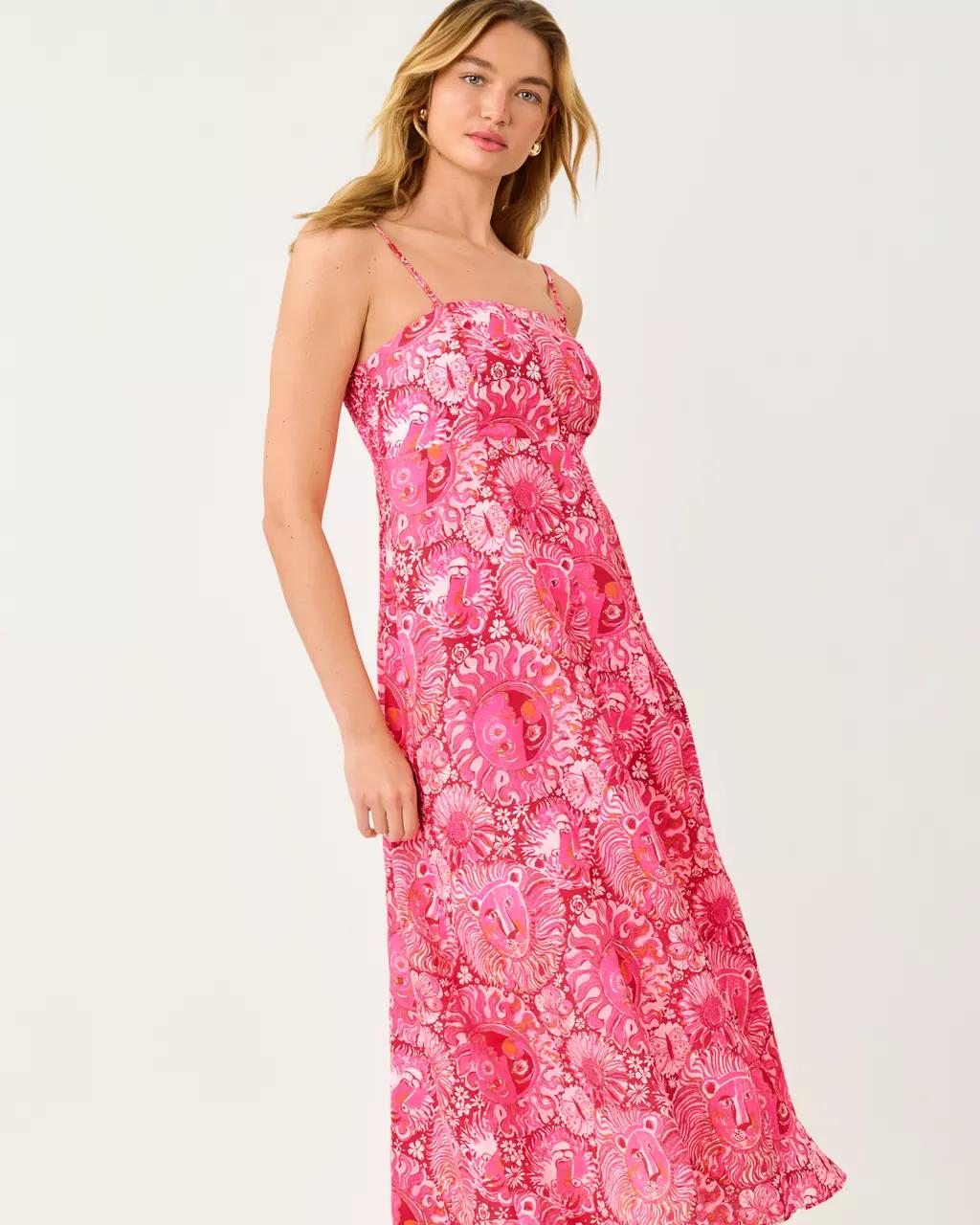 Jorgian Linen Midi Dress - Paradise Punch