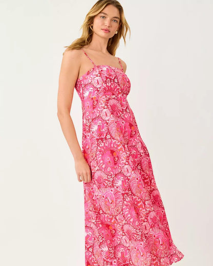 Jorgian Linen Midi Dress - Paradise Punch