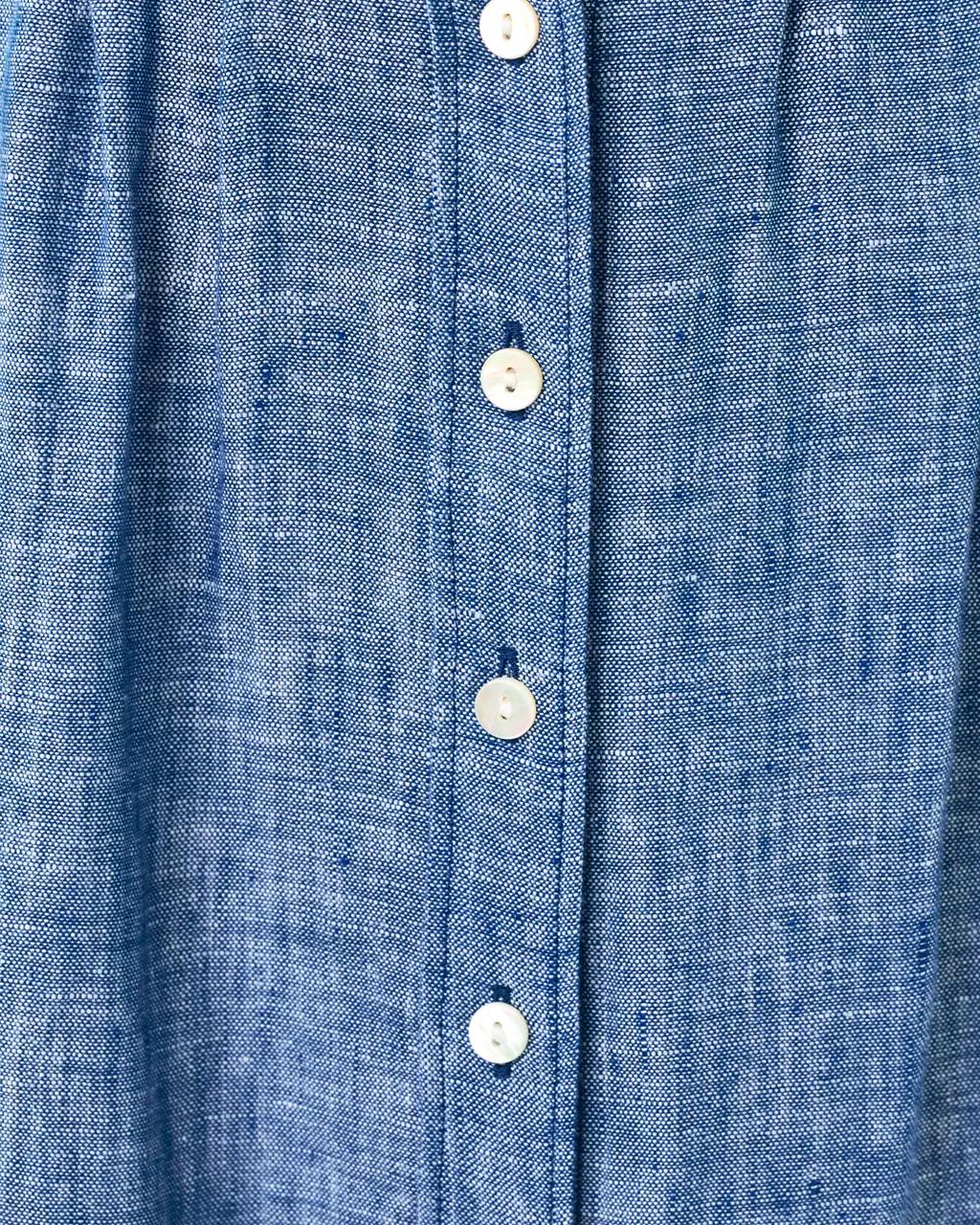 Tonya Linen Midi Shirtdress - Starlight Navy X Resort White