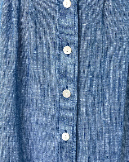 Tonya Linen Midi Shirtdress - Starlight Navy X Resort White
