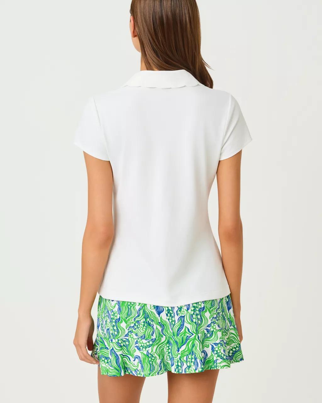 UPF 50+ Luxletic Frida Scallop Polo - Resort White