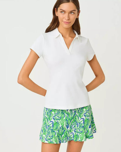 UPF 50+ Luxletic Frida Scallop Polo - Resort White