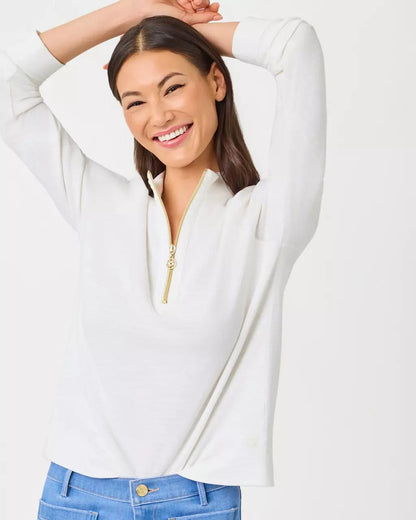 Ashlee Half-Zip Pullover - Resort White