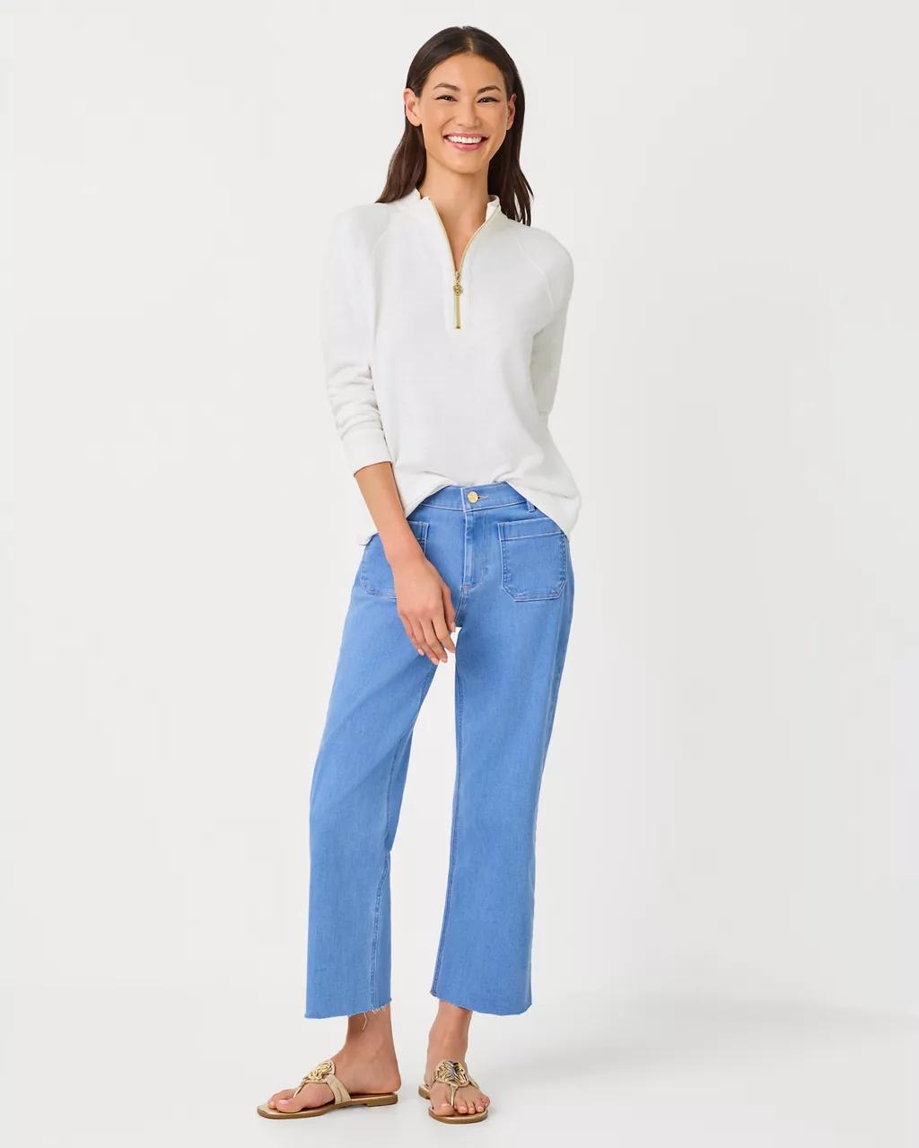 Ashlee Half-Zip Pullover - Resort White