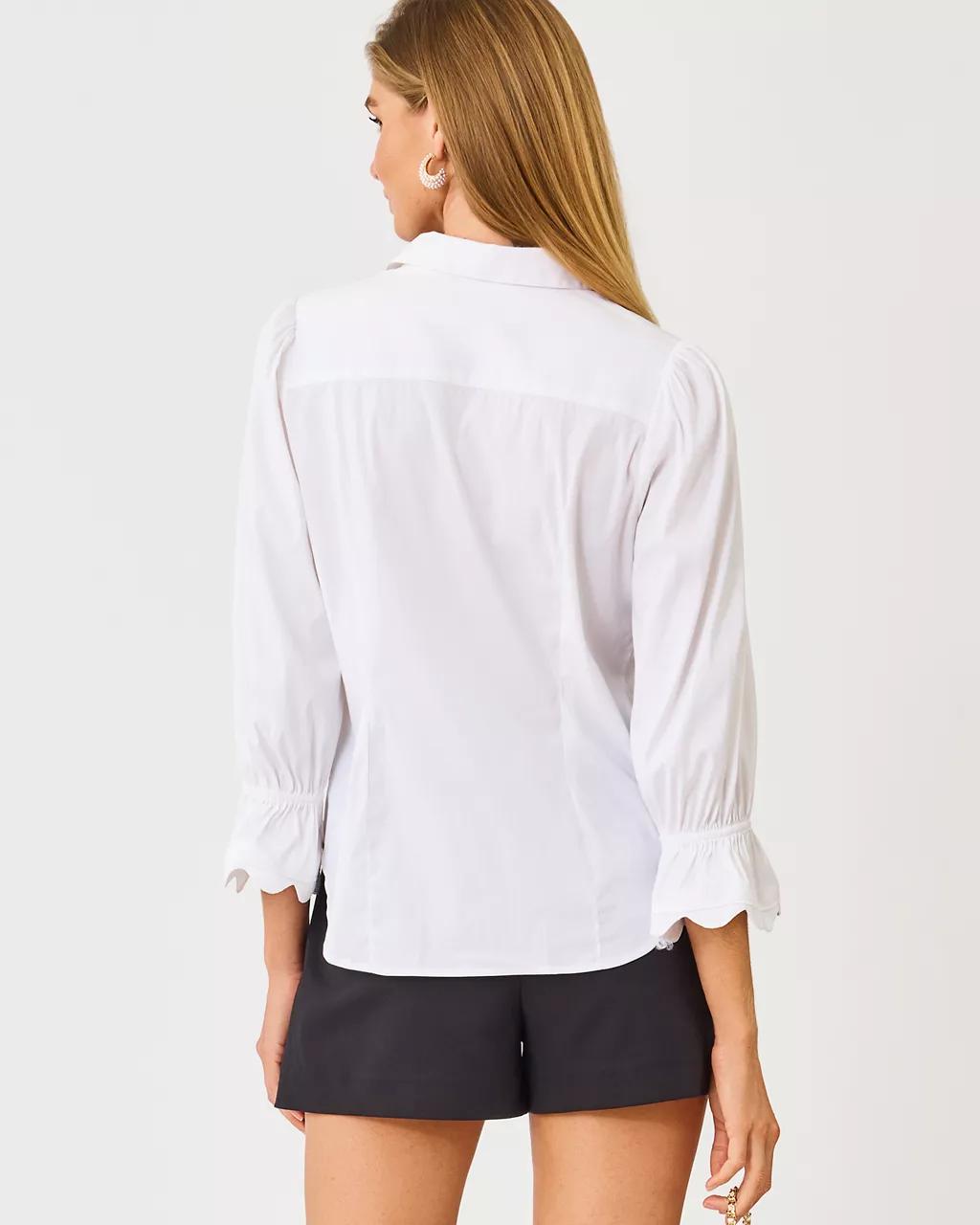 The RicRac 3/4 Sleeve Lilly Shirt - Resort White