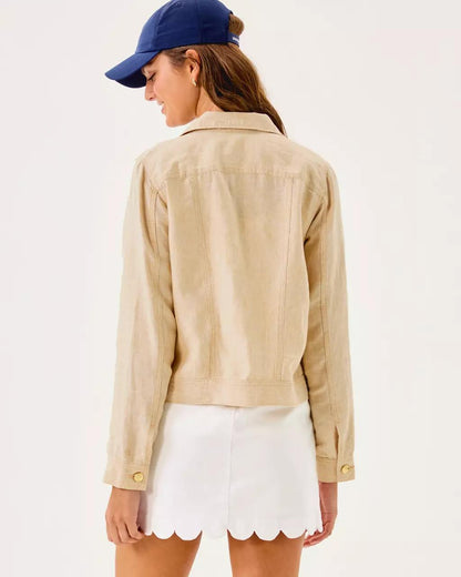 Seaspray Linen Jacket - Wicker Tan X Resort White