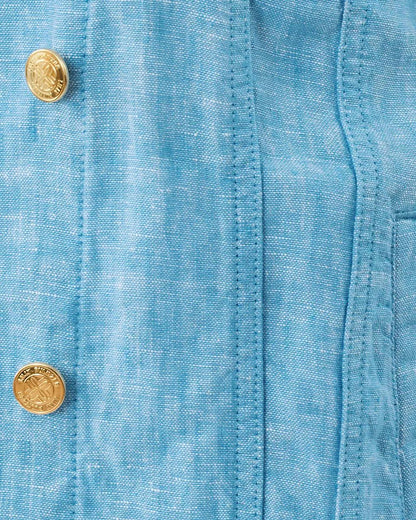Seaspray Linen Jacket - Blue Peri X Resort White