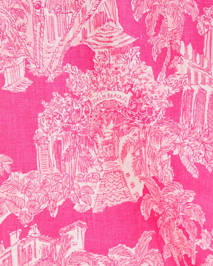 Sea View Linen Button Down Shirt - Roxie Pink