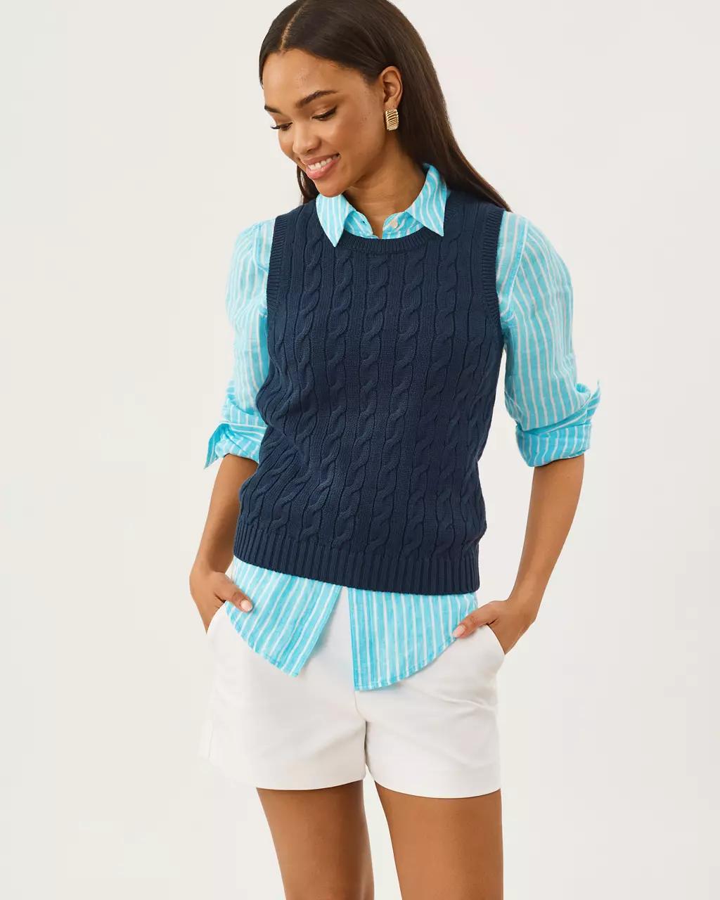 Sea View Linen Button Down Shirt - Capri Blue