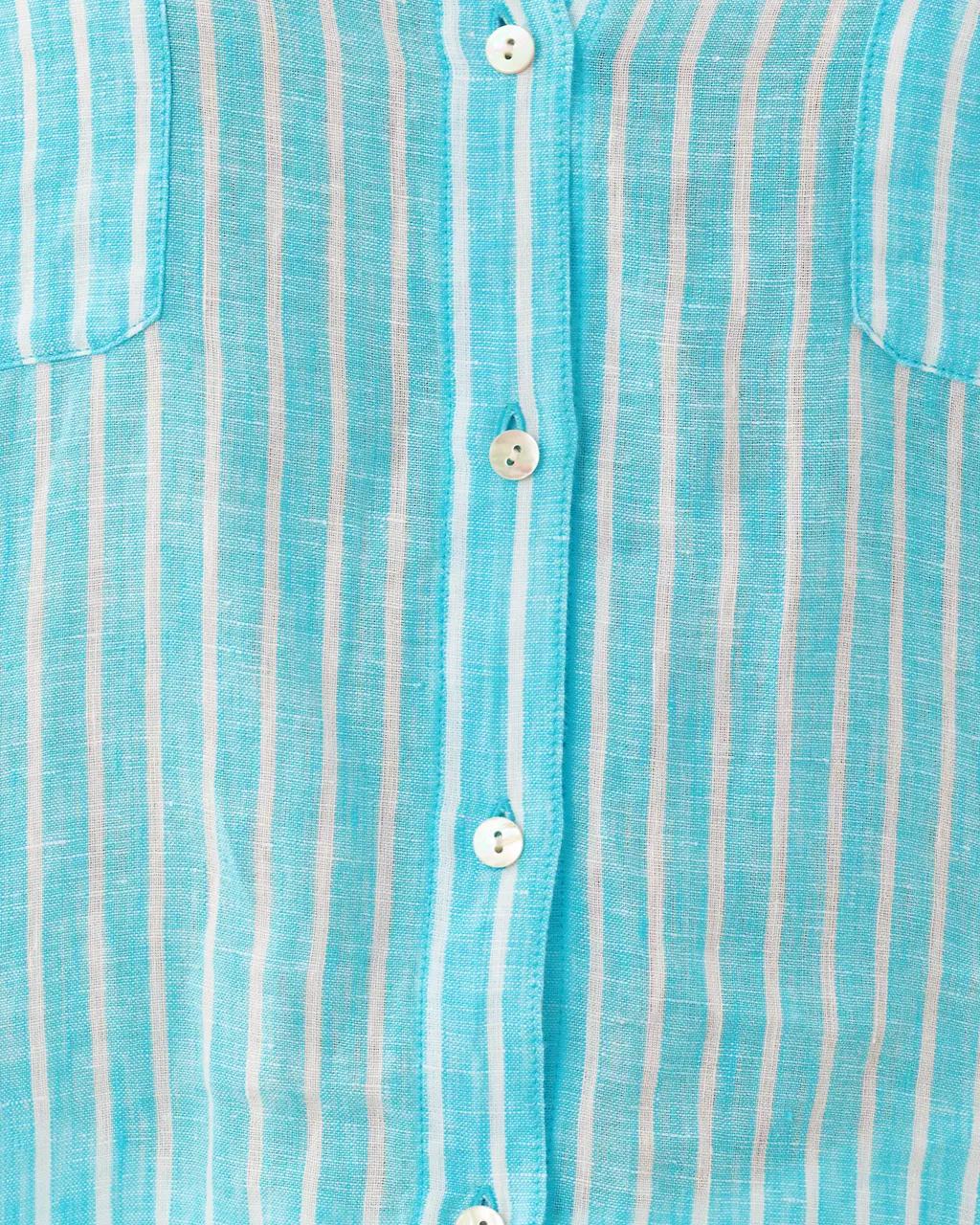 Sea View Linen Button Down Shirt - Capri Blue