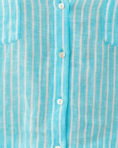 Sea View Linen Button Down Shirt - Capri Blue