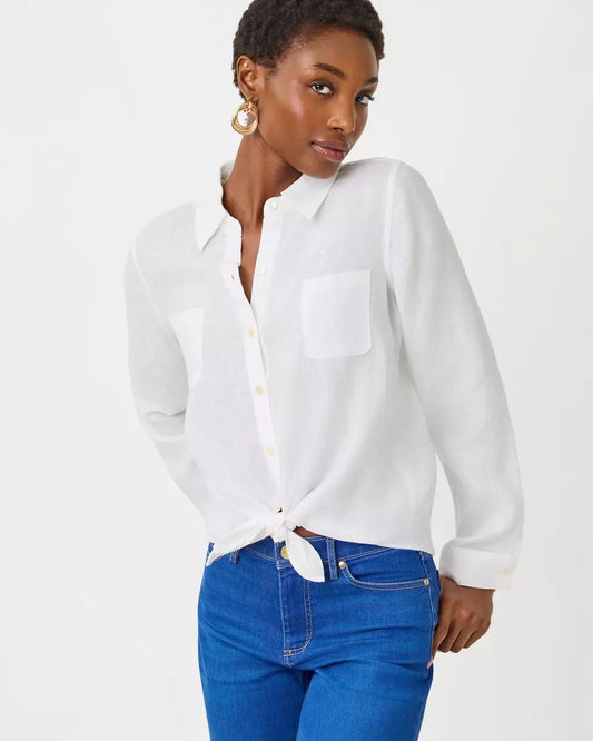 Sea View Linen Button Down Shirt - Resort White
