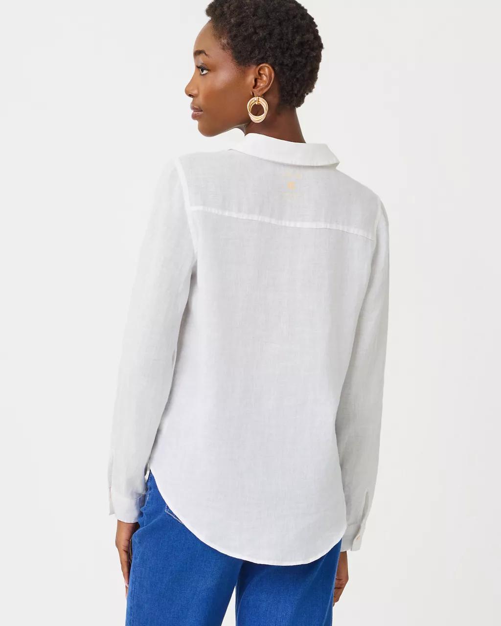 Sea View Linen Button Down Shirt - Resort White
