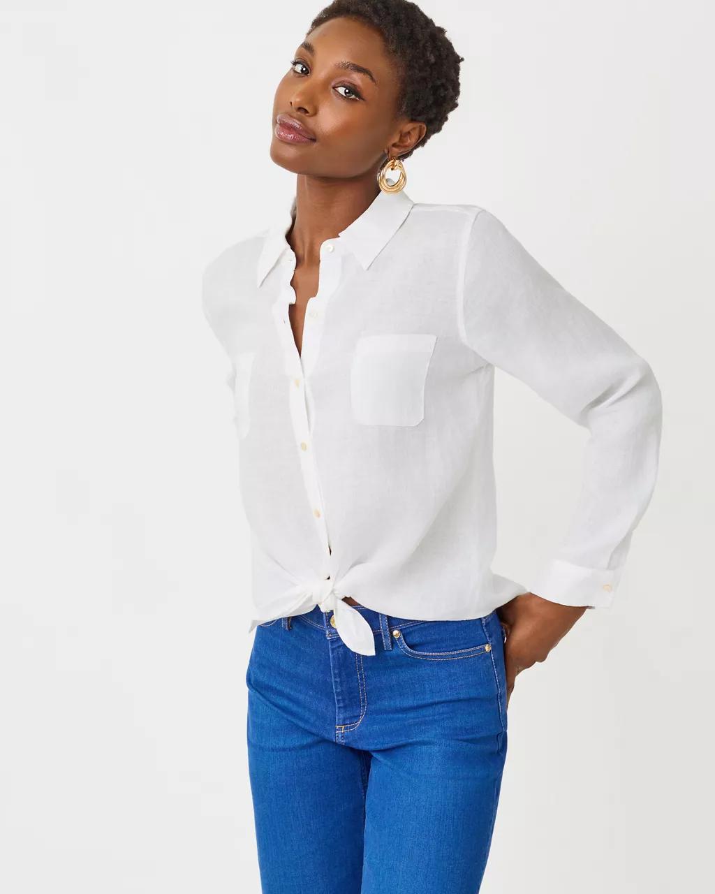 Sea View Linen Button Down Shirt - Resort White