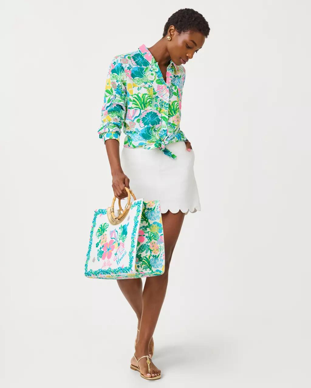 Sea View Linen Button Down Shirt - Multi