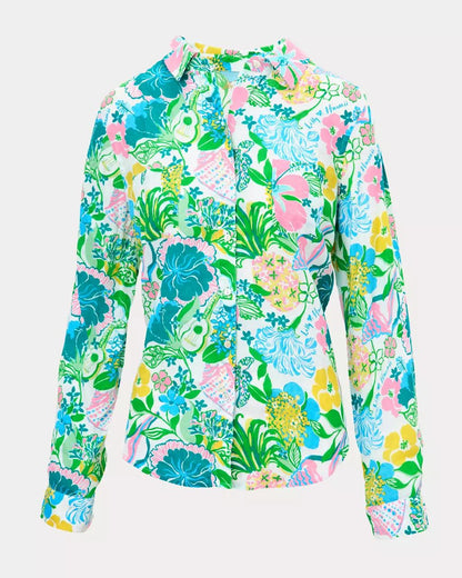 Sea View Linen Button Down Shirt - Multi