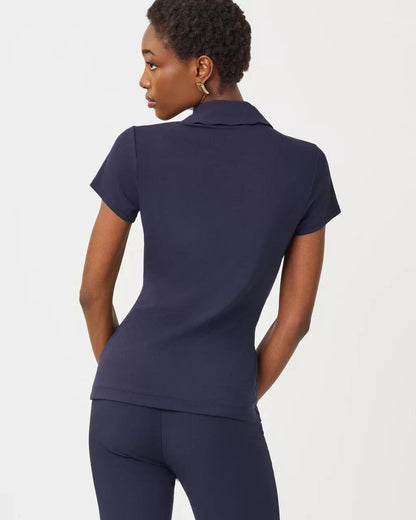 UPF 50+ Luxletic Frida Scallop Polo - True Navy