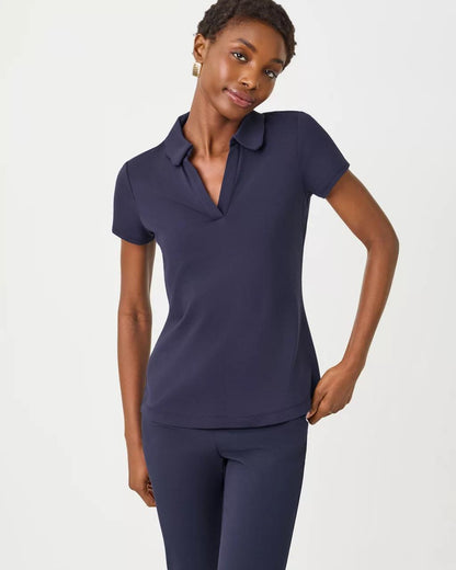 UPF 50+ Luxletic Frida Scallop Polo - True Navy