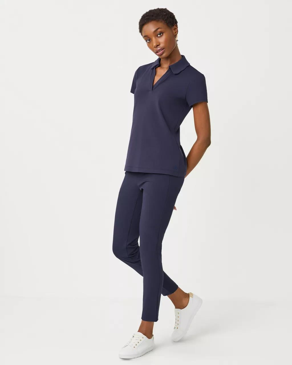 UPF 50+ Luxletic Frida Scallop Polo - True Navy