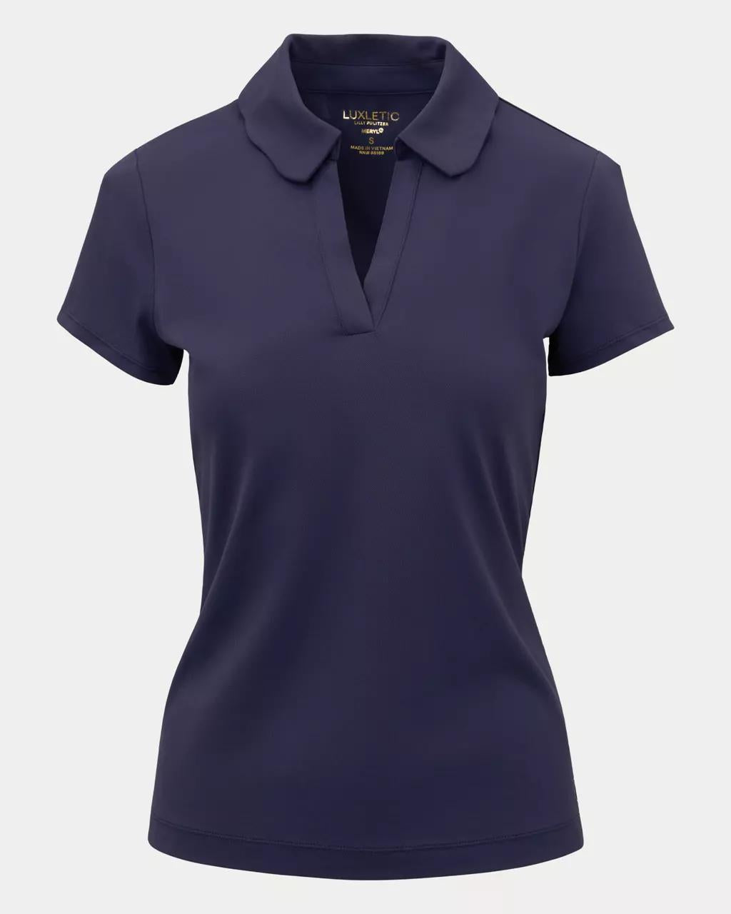 UPF 50+ Luxletic Frida Scallop Polo - True Navy