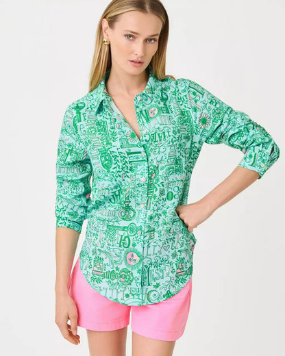 Sea View Linen Button Down Shirt - Bunny Blue