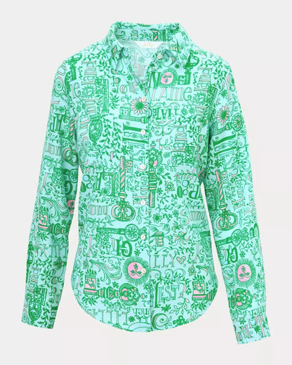 Sea View Linen Button Down Shirt - Bunny Blue