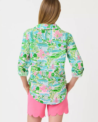 Sea View Linen Button Down Shirt - Multi